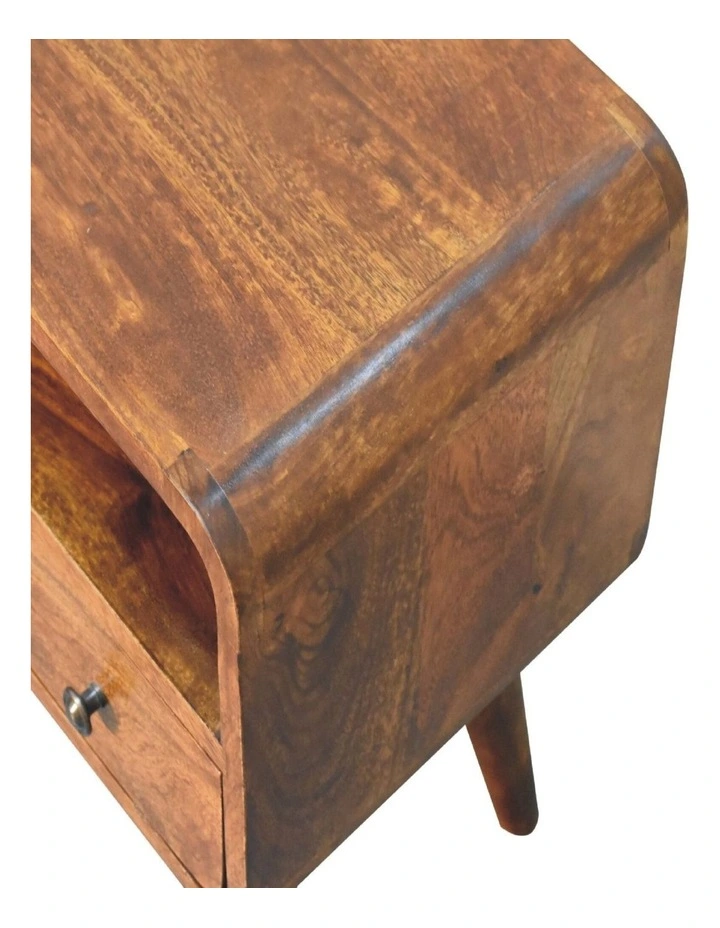Artisan Furniture Solid Wood Mini Chestnut Curved Media Unit, 1 Drawer & 1 Open Slot, Brown image 4