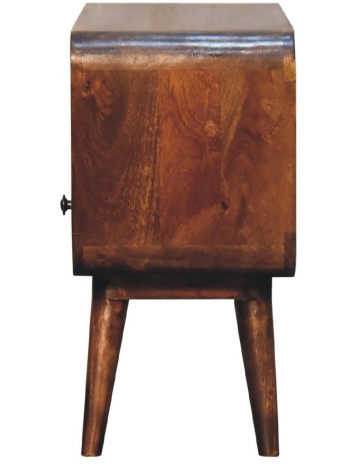 Artisan Furniture Solid Wood Mini Chestnut Curved Media Unit, 1 Drawer & 1 Open Slot, Brown image 6