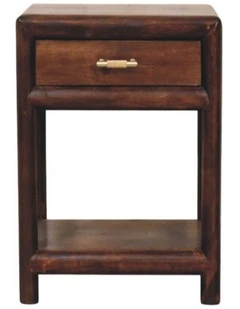 Artisan Furniture Solid Wood California Walnut Open Bedside, 1 Drawer & 1 Open Slot, Brown