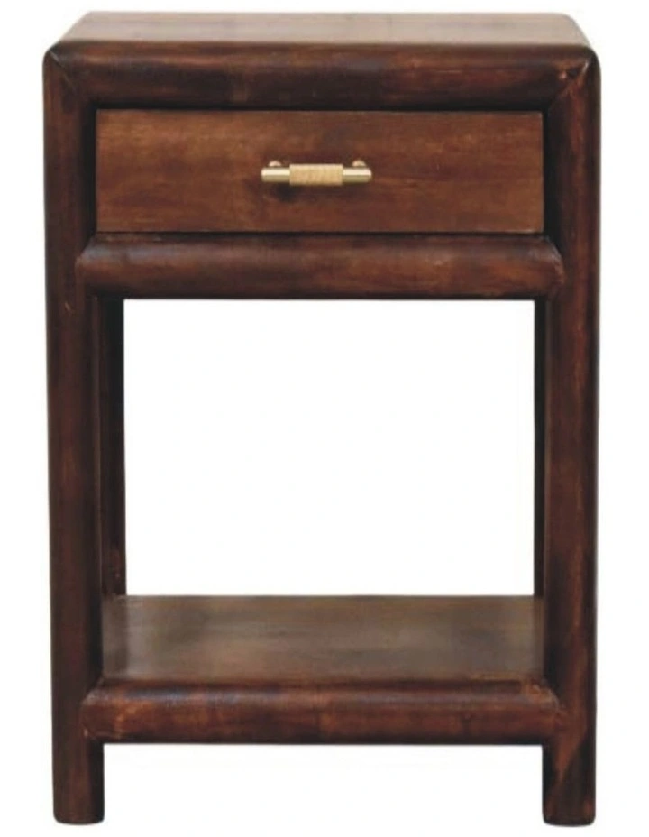Artisan Furniture Solid Wood California Walnut Open Bedside, 1 Drawer & 1 Open Slot, Brown image 1