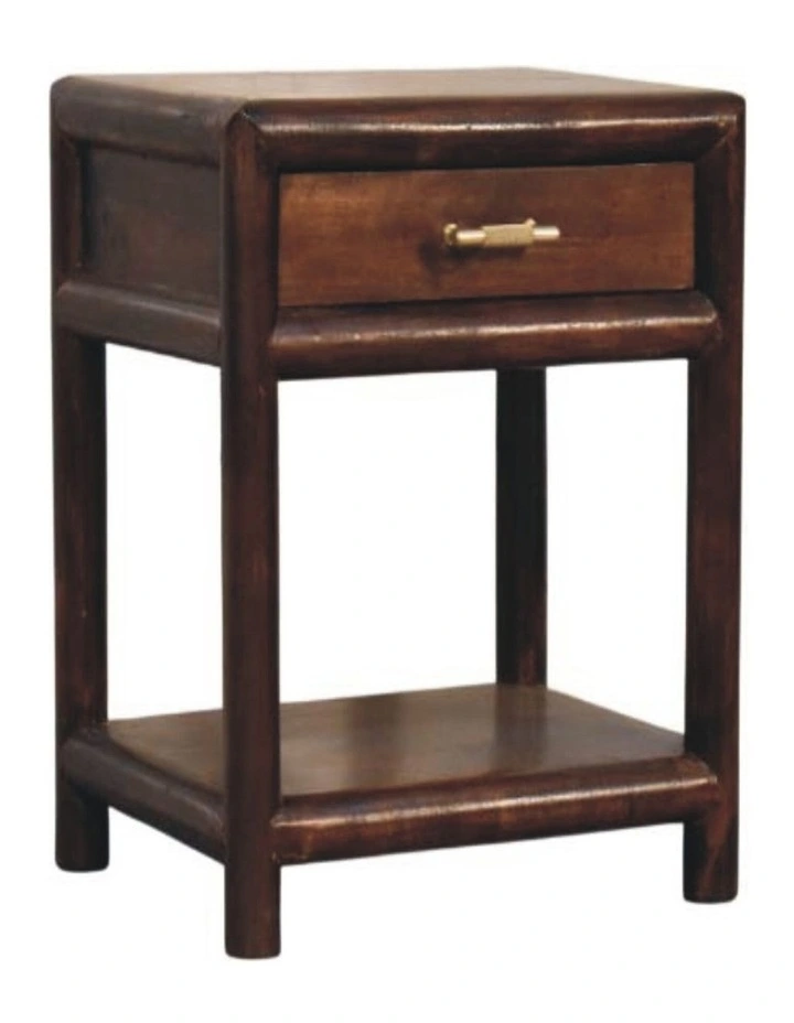 Artisan Furniture Solid Wood California Walnut Open Bedside, 1 Drawer & 1 Open Slot, Brown image 3