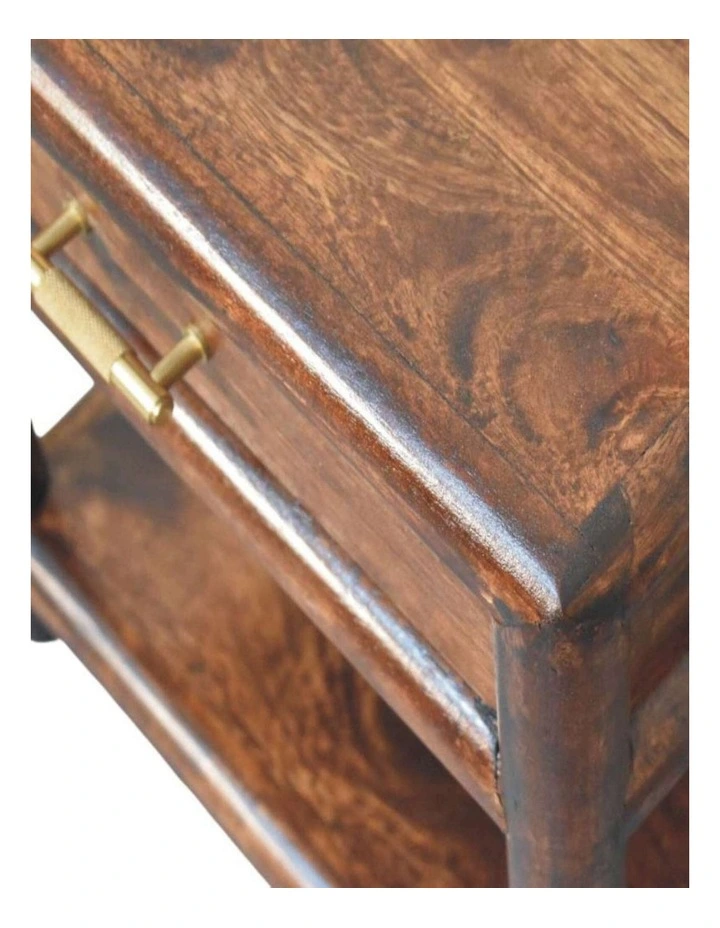 Artisan Furniture Solid Wood California Walnut Open Bedside, 1 Drawer & 1 Open Slot, Brown image 4