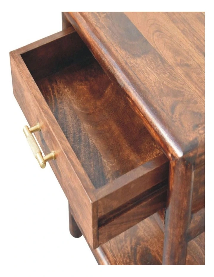 Artisan Furniture Solid Wood California Walnut Open Bedside, 1 Drawer & 1 Open Slot, Brown image 5