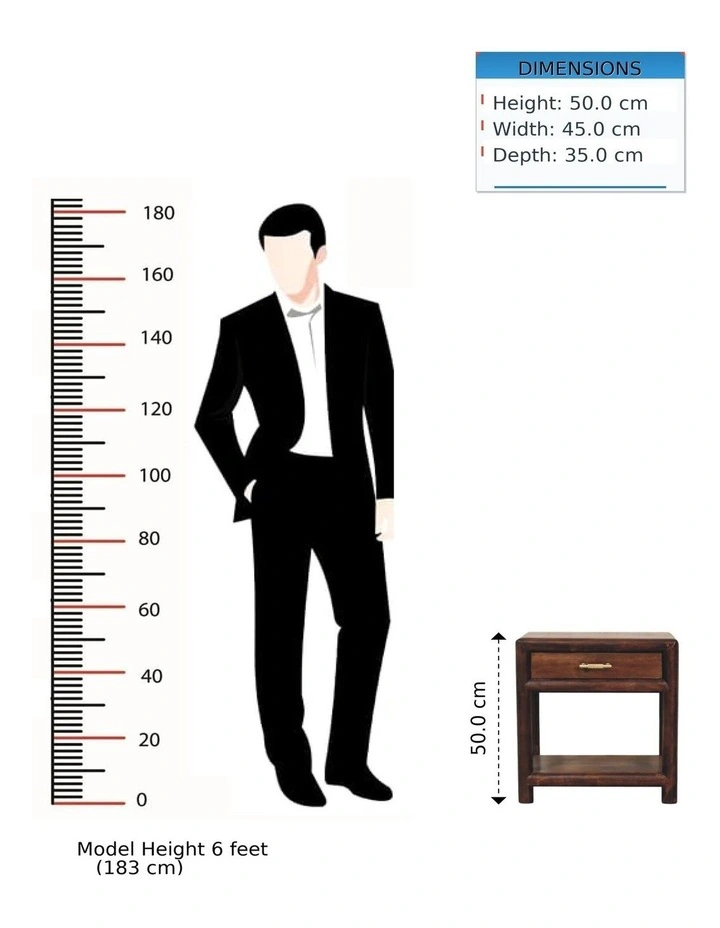 Artisan Furniture Solid Wood California Walnut Open Bedside, 1 Drawer & 1 Open Slot, Brown image 7