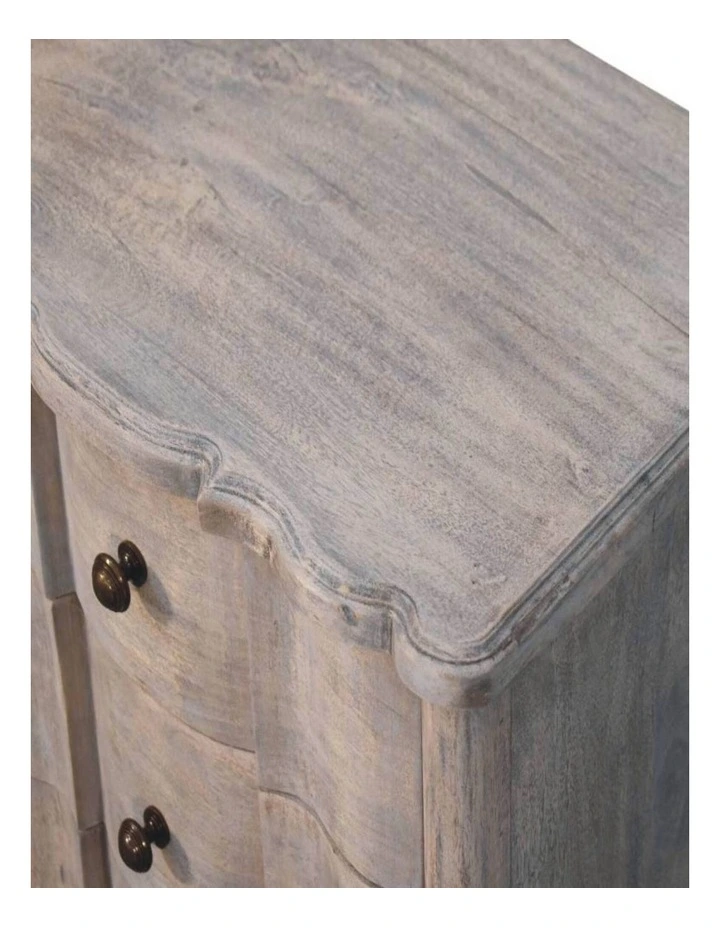 Artisan Furniture Solid Wood Lume Washed Bedside Table,  3 Drawers,  Grey image 4