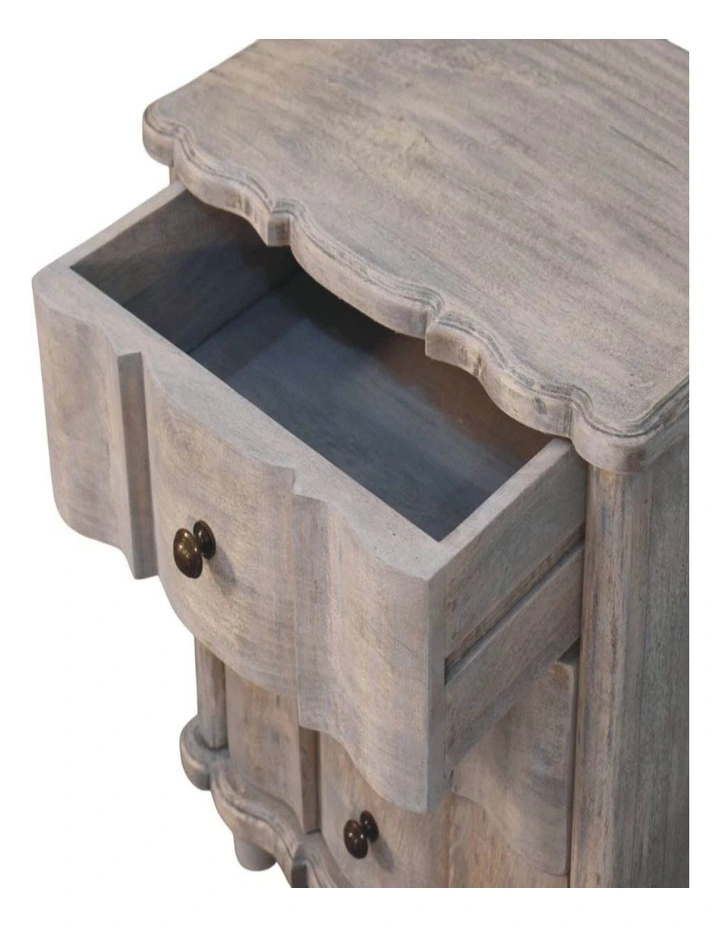 Artisan Furniture Solid Wood Lume Washed Bedside Table,  3 Drawers,  Grey image 5