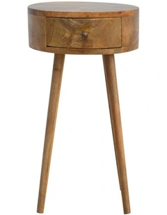 Artisan Furniture Solid Wood Nordic Circular Shaped Bedside,  Beige,  1 Drawer