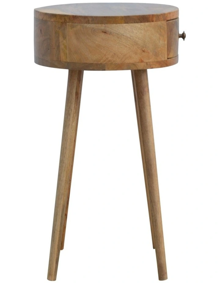 Artisan Furniture Solid Wood Nordic Circular Shaped Bedside, Beige, 1 Drawer image 6