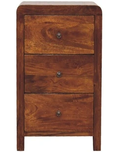 Artisan Furniture Solid Wood Aspen 3 Drawer Bedside,  Dark Brown