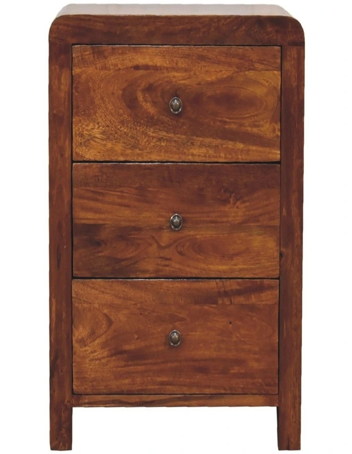 Artisan Furniture Solid Wood Aspen 3 Drawer Bedside,  Dark Brown image 1