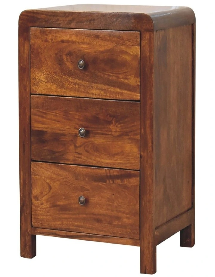 Artisan Furniture Solid Wood Aspen 3 Drawer Bedside,  Dark Brown image 3