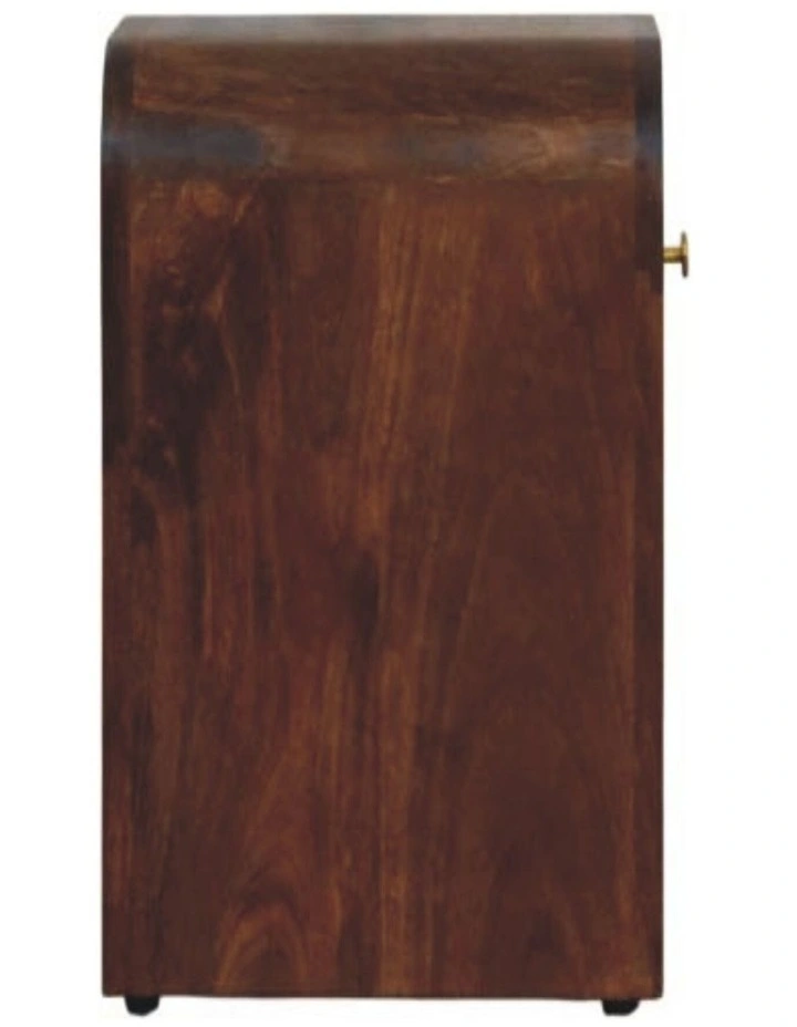 Artisan Furniture Solid Wood Curved Bedside Table, 1 Drawer, Brown image 6