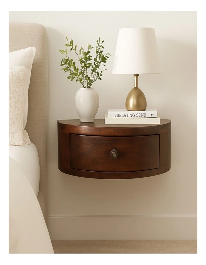 Artisan Furniture Solid Wood Lunar 1 Drawer Floating Bedside, Brown image 2