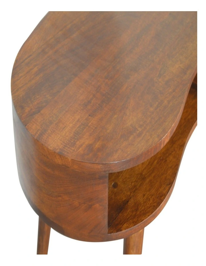 Artisan Furniture Solid Wood Chestnut Rounded Writing Desk, 1 Drawer & 1 Open-Slot, Dark Brown image 3