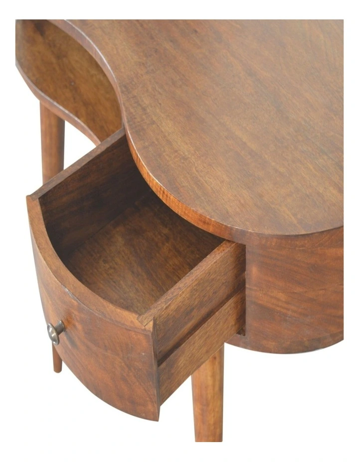 Artisan Furniture Solid Wood Chestnut Rounded Writing Desk, 1 Drawer & 1 Open-Slot, Dark Brown image 4