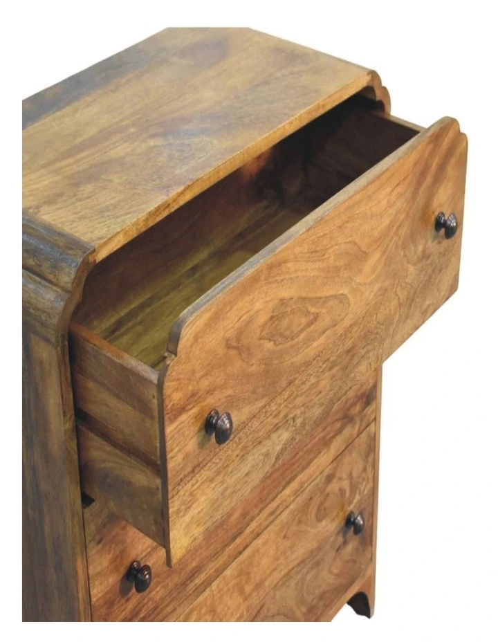 Solid Wood Scalloped Edge Chest with 3 Drawers in Brown image 5