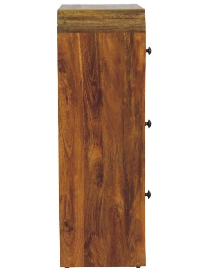 Solid Wood Scalloped Edge Chest with 3 Drawers in Brown image 6