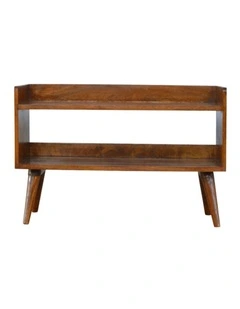 Artisan Furniture Solid Wood Nordic Storage Bench, Open Storage, Brown