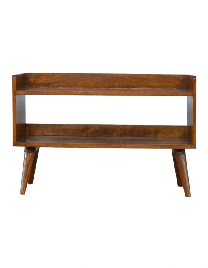 Artisan Furniture Solid Wood Nordic Storage Bench, Open Storage, Brown image 1