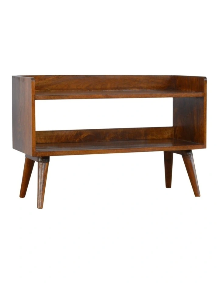 Artisan Furniture Solid Wood Nordic Storage Bench, Open Storage, Brown image 3