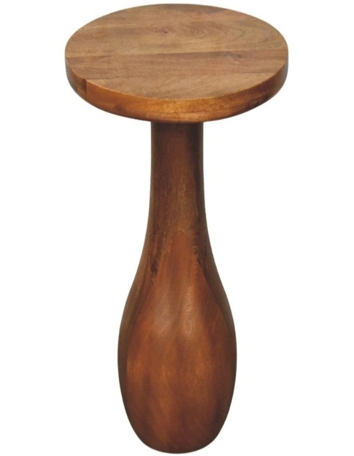 Artisan Furniture Solid Wood Curved Base Side Table, Brown image 3