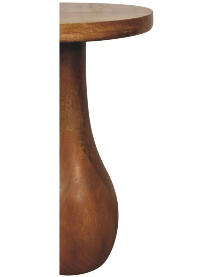 Artisan Furniture Solid Wood Curved Base Side Table, Brown image 6