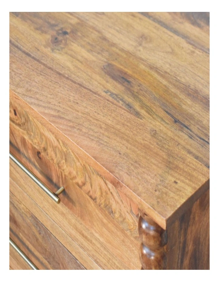 Artisan Furniture Solid Wood Spindle 3-Drawer Chest, Brown image 4