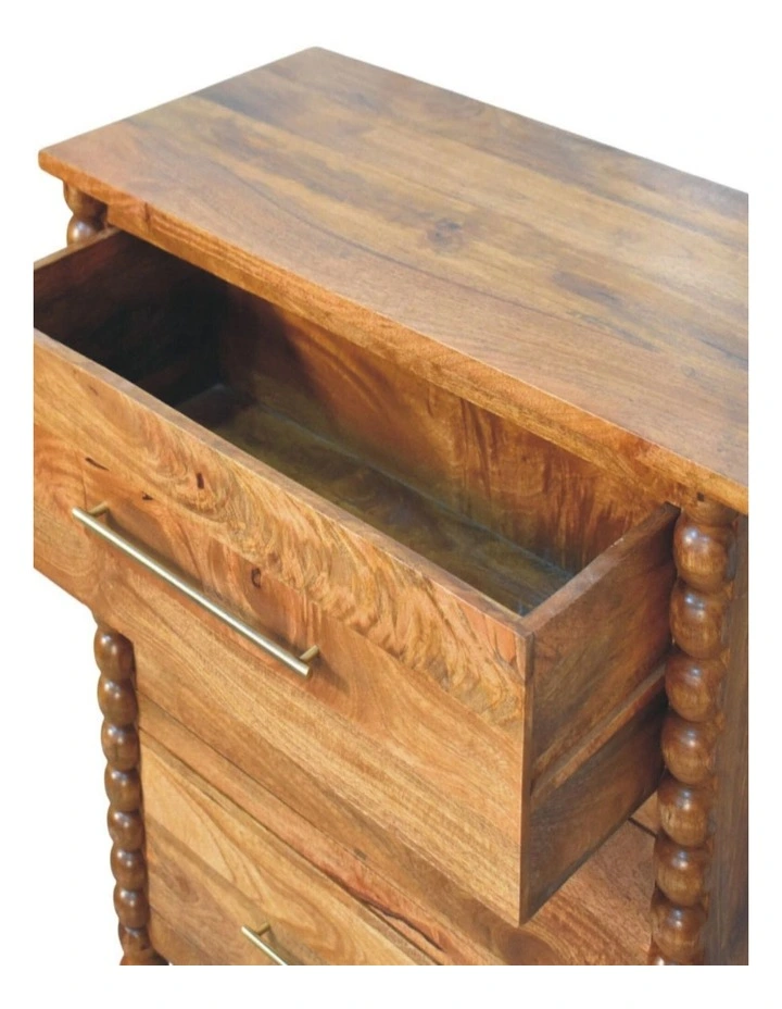Artisan Furniture Solid Wood Spindle 3-Drawer Chest, Brown image 5