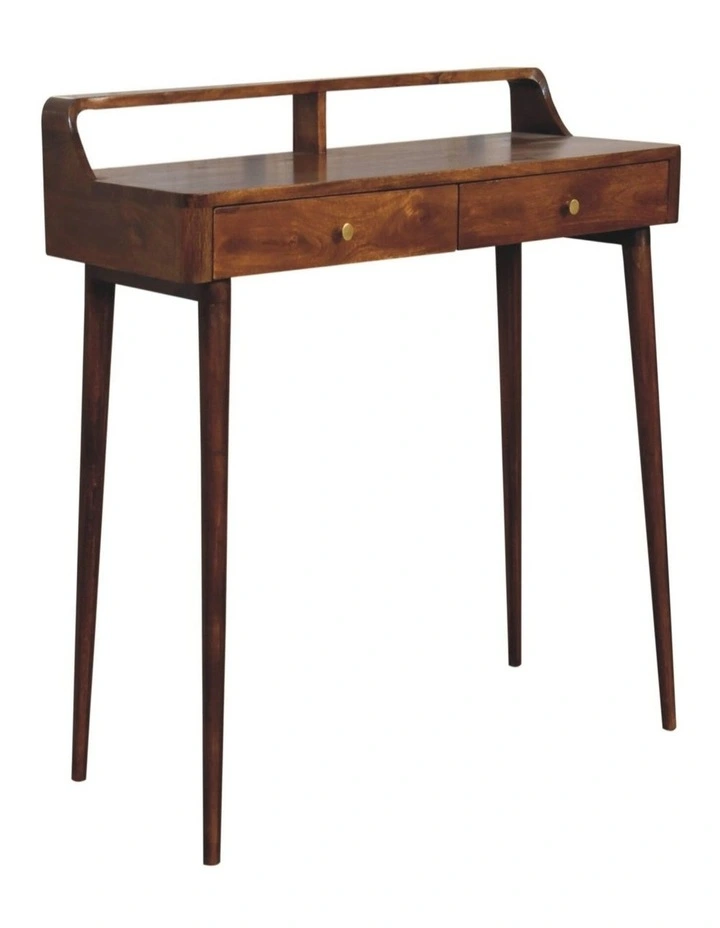 Artisan Furniture Solid Wood Elevated Chestnut Console Table, 2 Drawers, Dark Brown image 3