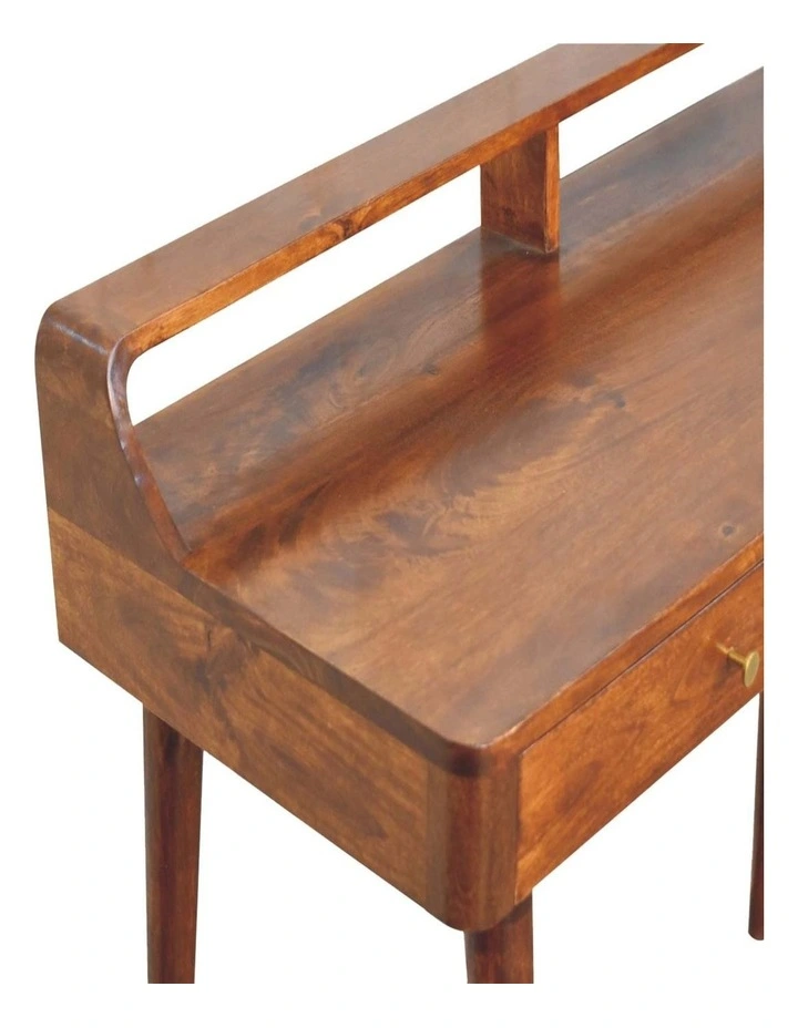 Artisan Furniture Solid Wood Elevated Chestnut Console Table, 2 Drawers, Dark Brown image 4