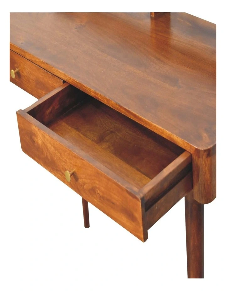 Artisan Furniture Solid Wood Elevated Chestnut Console Table, 2 Drawers, Dark Brown image 5