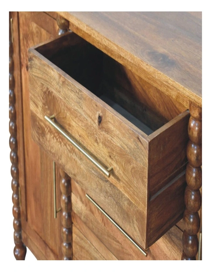 Artisan Furniture Solid Wood Spindle Sideboard, 3 Drawers & 2 Doors, Brown image 5