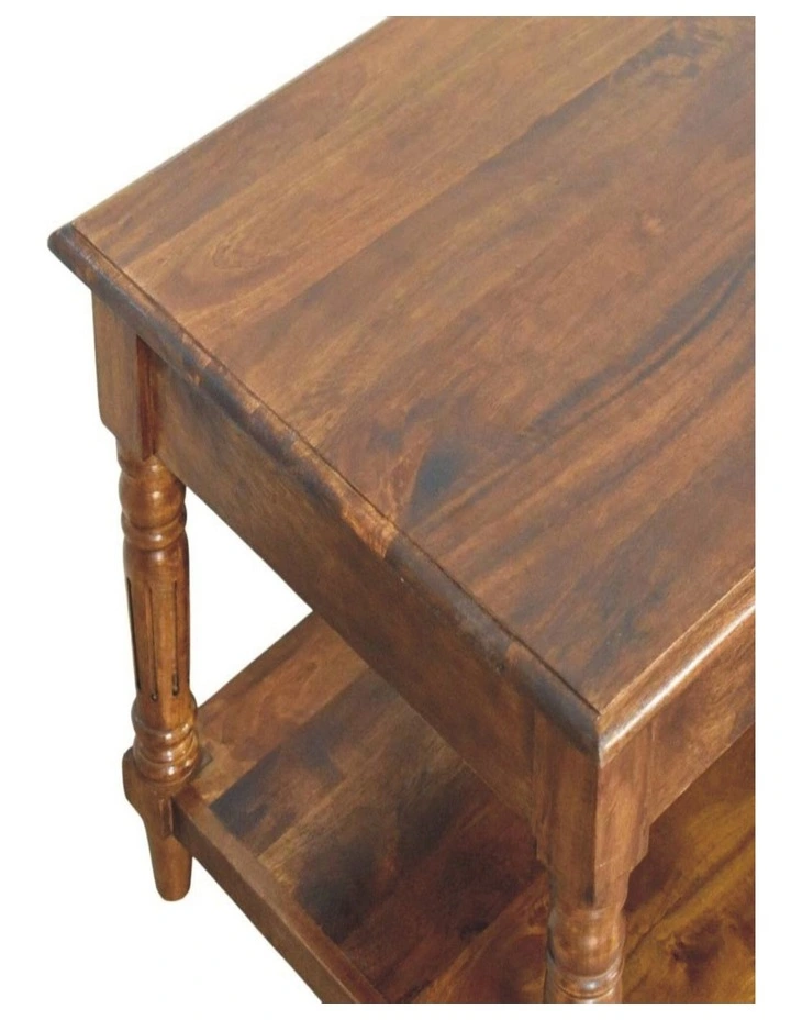 Artisan Furniture Solid Wood Turned Legs Chestnut 2 Drawer Coffee Table, Dark Brown image 4