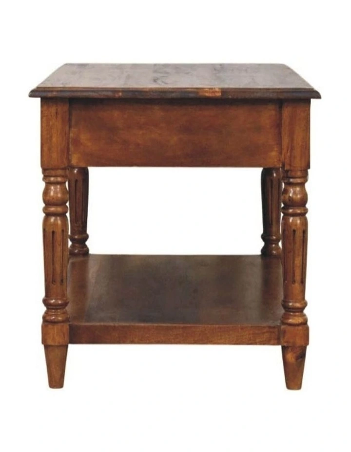 Artisan Furniture Solid Wood Turned Legs Chestnut 2 Drawer Coffee Table, Dark Brown image 6