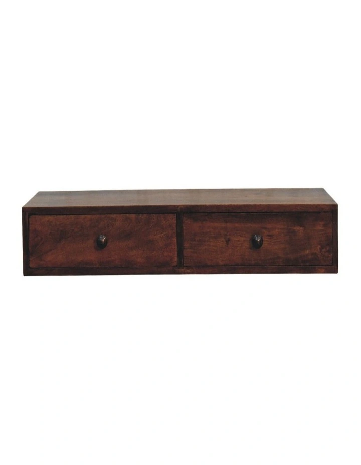 Artisan Furniture Solid Wood Roasted Almond Slim Console, 2 Drawers, Brown image 1