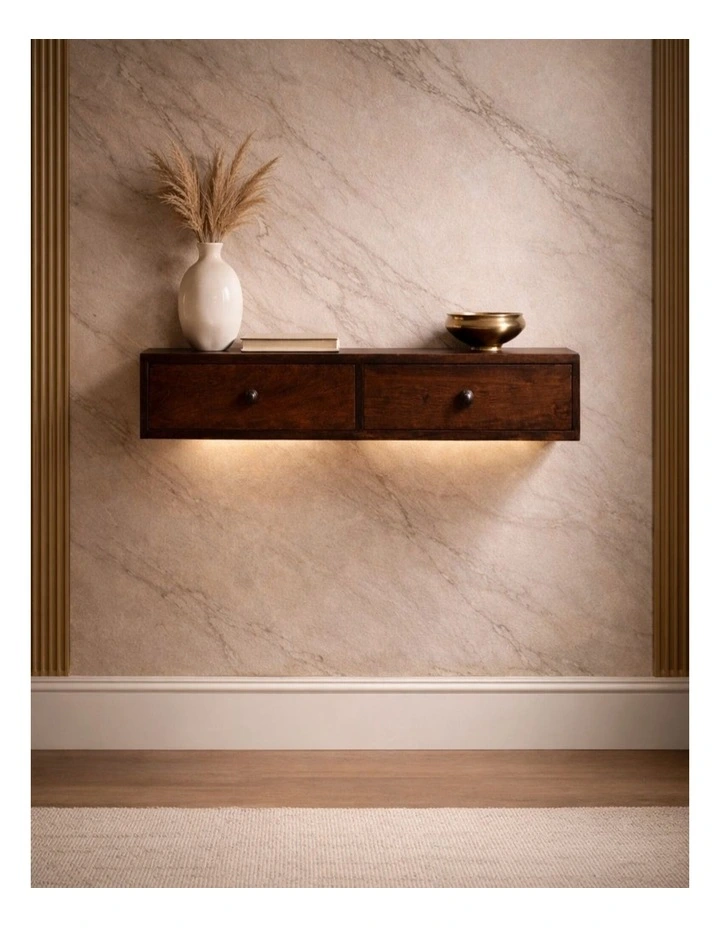 Artisan Furniture Solid Wood Roasted Almond Slim Console, 2 Drawers, Brown image 2
