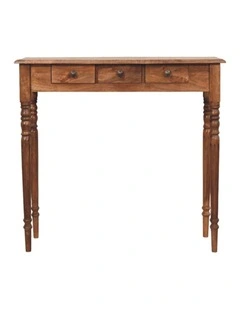 Artisan Furniture Solid wood Three Drawer Console with Turned Legs, Brown