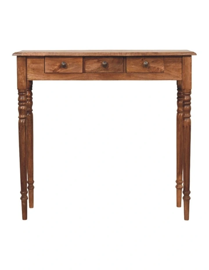 Artisan Furniture Solid wood Three Drawer Console with Turned Legs, Brown image 1