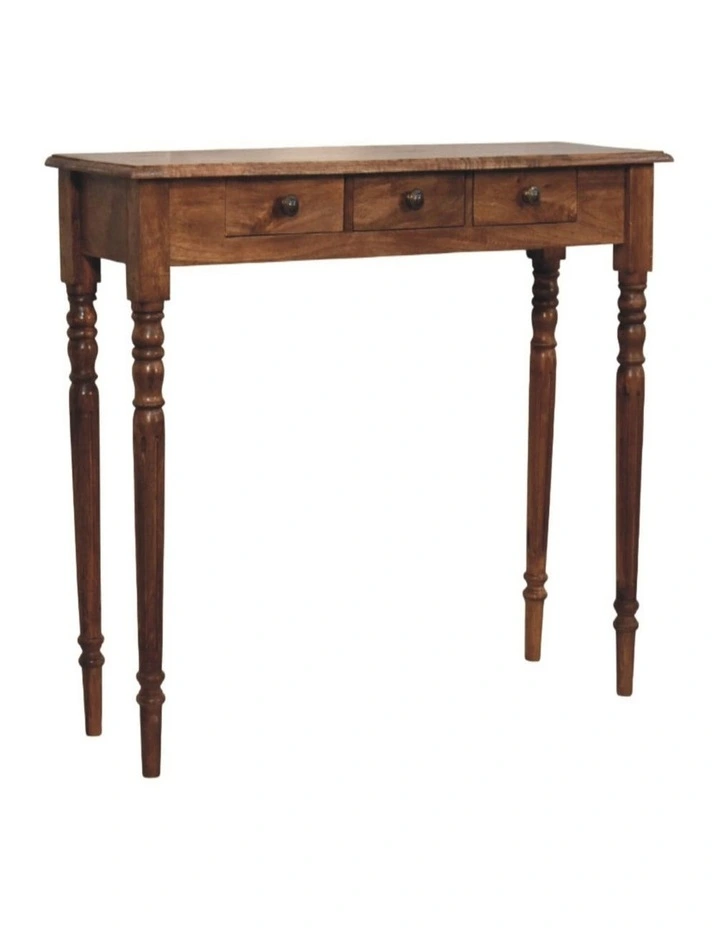 Artisan Furniture Solid wood Three Drawer Console with Turned Legs, Brown image 3