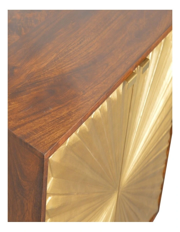 Artisan Furniture Solid Wood Manila Gold Cabinet, 2 Doors, Brown & Golden image 3