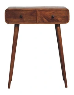 Artisan Furniture Solid Wood Curved Two Drawer Console Table, 2 Drawers, Brown