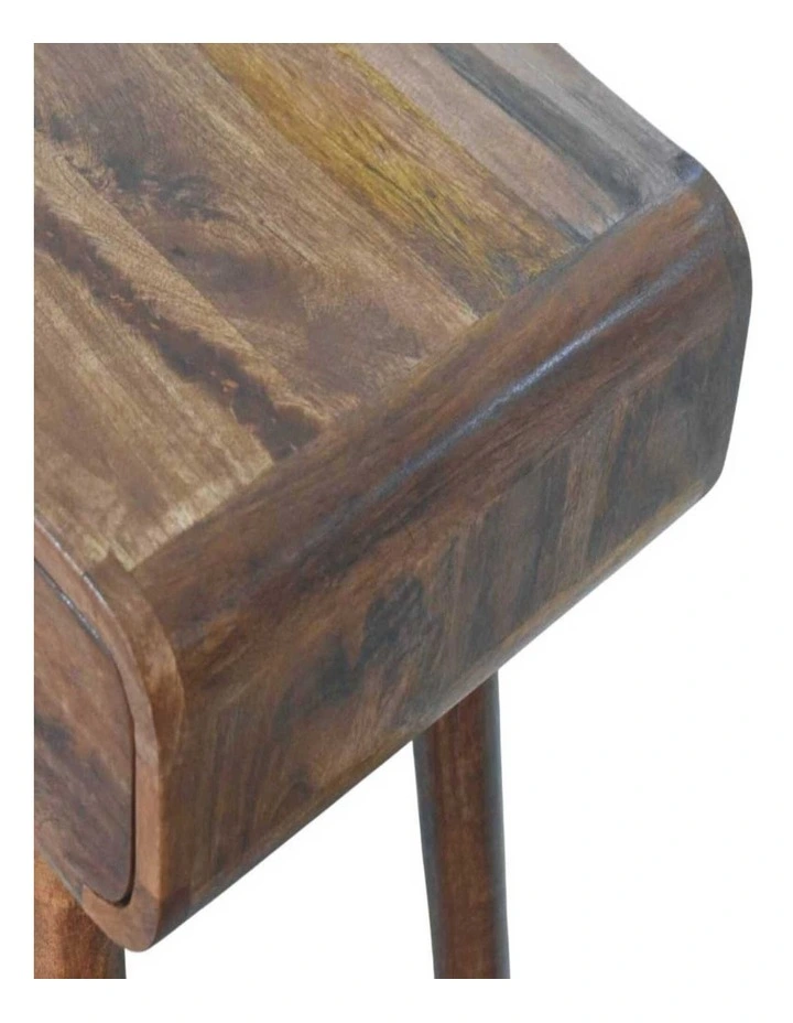 Artisan Furniture Solid Wood Curved Two Drawer Console Table, 2 Drawers, Brown image 3