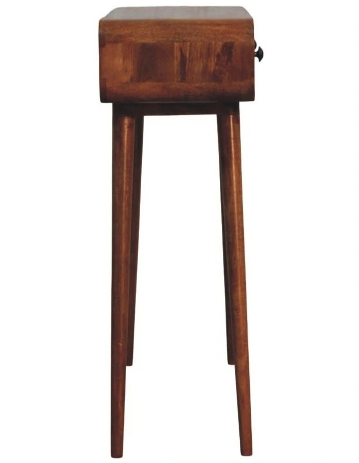 Artisan Furniture Solid Wood Curved Two Drawer Console Table, 2 Drawers, Brown image 5