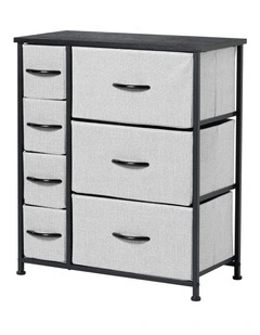 Luna 7 Drawer Fabric Home Storage Dresser in Grey