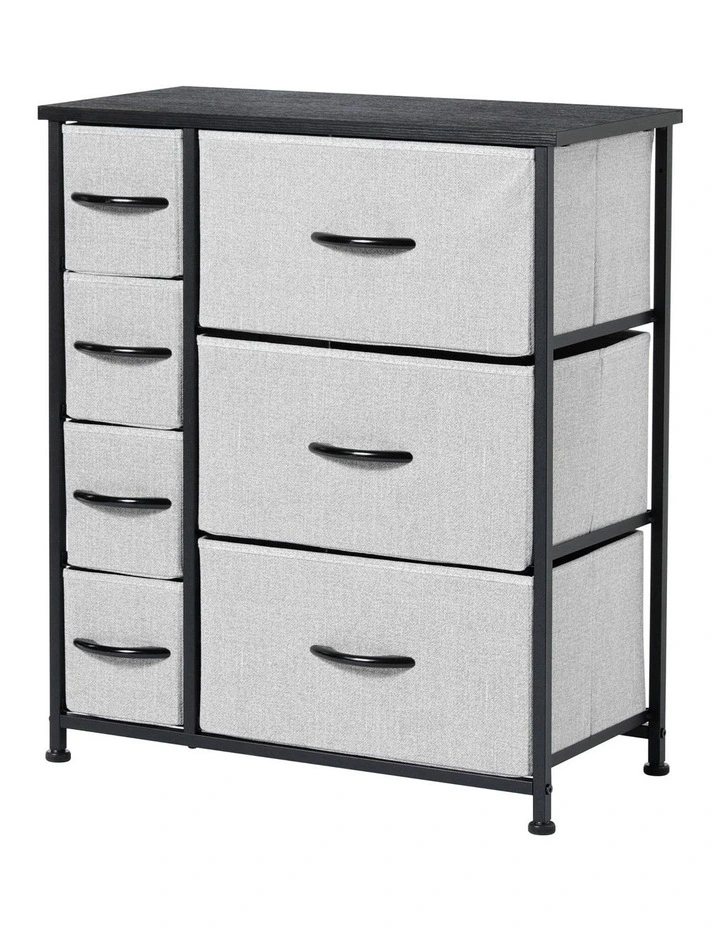 Luna 7 Drawer Fabric Home Storage Dresser in Grey image 1