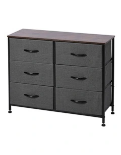 Luna 6 Drawer Fabric Home Storage Dresser in Charcoal