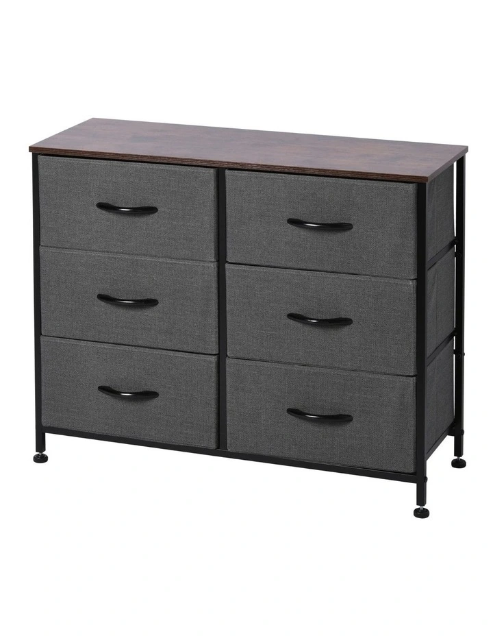 Luna 6 Drawer Fabric Home Storage Dresser in Charcoal image 1