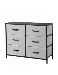 Luna 6 Drawer Fabric Home Storage Dresser in Grey