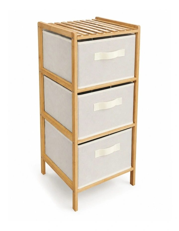 3 Drawer Bamboo Storage Chest in Beige image 1