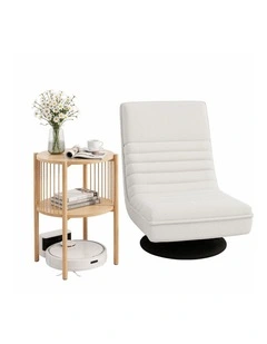 Artiss Floor Lounge Folding Swivel Sofa Chair and 2 Tier Round End Side Table Set